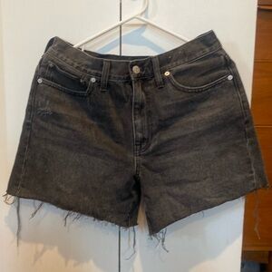 Madewell grey relaxed mid length denim shorts